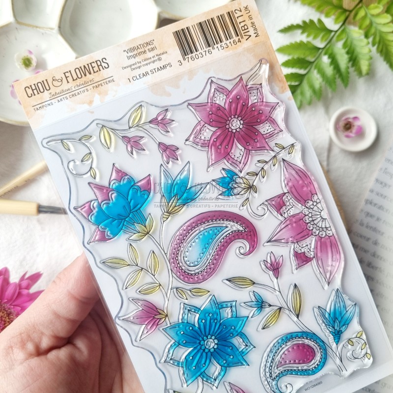 Tampon imprimé de fleurs collection vibrations