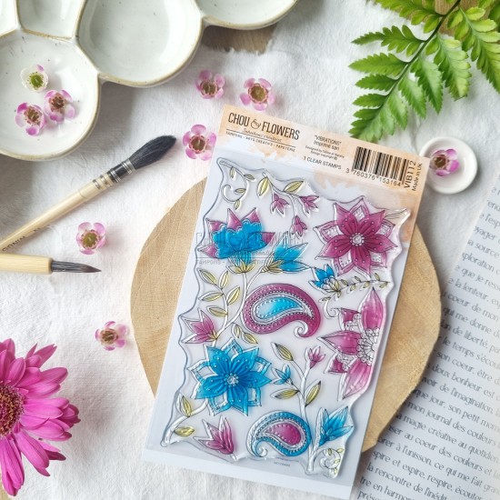 Tampon imprimé de fleurs collection vibrations