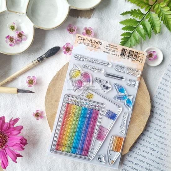 tampon clear crayons de couleur de la collection vibrations de chou and flowers