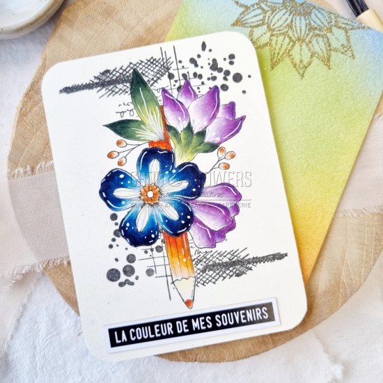 Tampon clear crayon fleuri de la collection Vibrations de Chou and Flowers