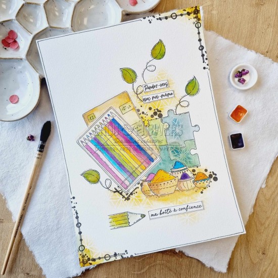 tampon clear crayons de couleur de la collection vibrations de chou and flowers