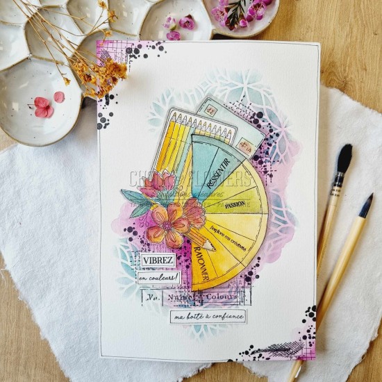 tampon clear crayons de couleur de la collection vibrations de chou and flowers