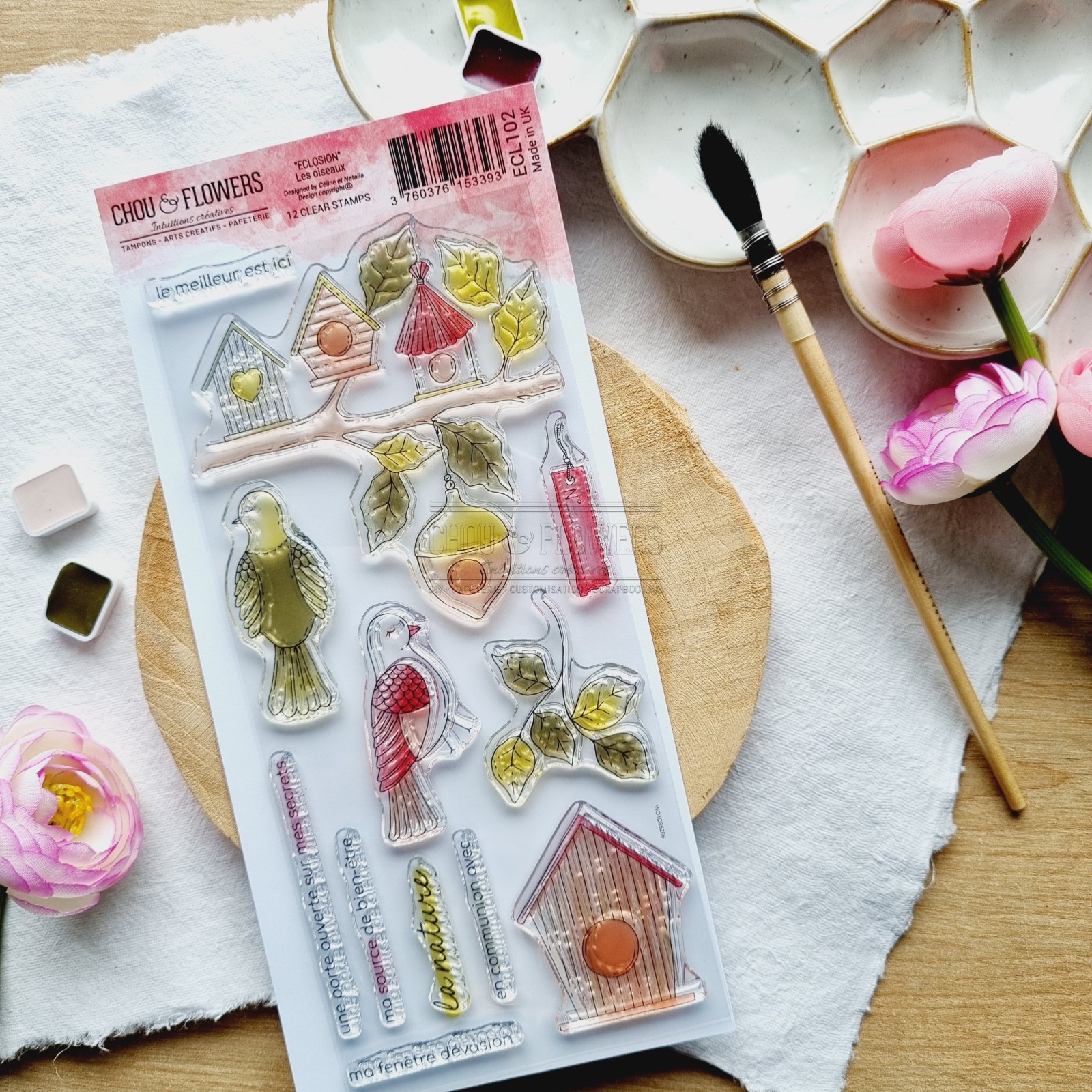 GLOBLELAND Tampon En Caoutchouc Autocollant Oiseaux D'Automne - Feuille D'Érable EVA 18x22cm Pour Scrapbooking, Cartes Et Bricolage Créatif