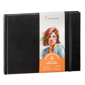 WATERCOLOUR BOOK BORDS FRANGES, 60 pages, 250g, grain fin, 100% COTON, 20.5x15.3 cm