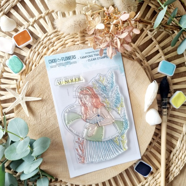 tampon clear Fille au soleil de la collection Rêve azur de Chou & Flowers tampon clear Fille au soleil de la collection Rêve azur de Chou & Flowers
