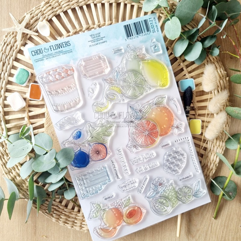 tampon clear Tutti frutti de la collection Rêve azur de Chou & Flowers