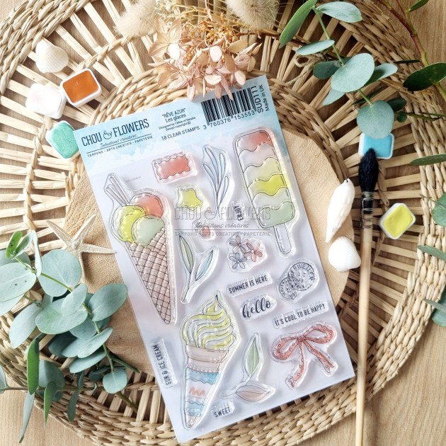 tampon clear Les glaces de la collection Rêve azur de Chou & Flowers tampon clear Les glaces de la collection Rêve azur de Chou & Flowers