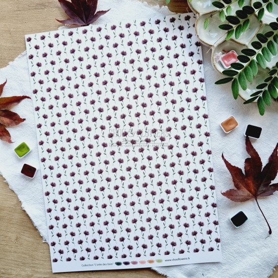 set de papiers Collection l'Orée des bois pour vos projets de scrapbooking, d'artjournal et de carterie