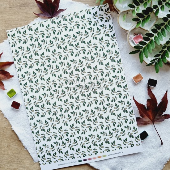 set de papiers Collection l'Orée des bois pour vos projets de scrapbooking, d'artjournal et de carterie