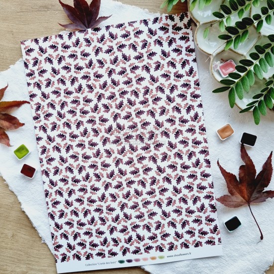 set de papiers Collection l'Orée des bois pour vos projets de scrapbooking, d'artjournal et de carterie