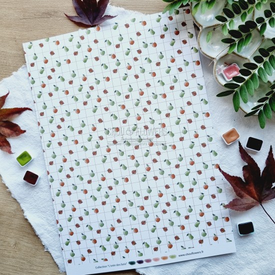set de papiers Collection l'Orée des bois pour vos projets de scrapbooking, d'artjournal et de carterie