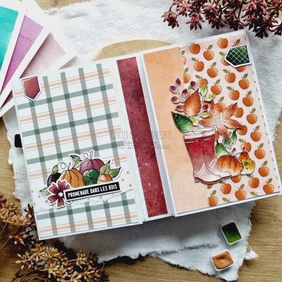 set de papiers Collection l'Orée des bois pour vos projets de scrapbooking, d'artjournal et de carterie