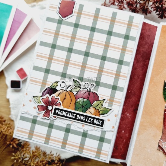 set de papiers Collection l'Orée des bois pour vos projets de scrapbooking, d'artjournal et de carterie