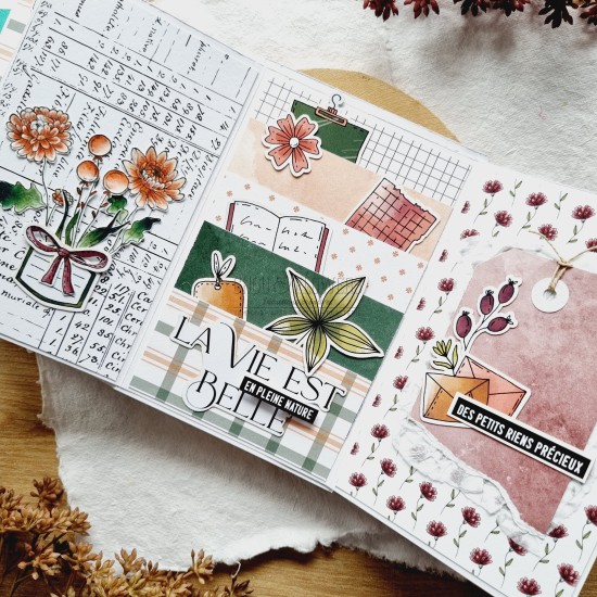 set de papiers Collection l'Orée des bois pour vos projets de scrapbooking, d'artjournal et de carterie