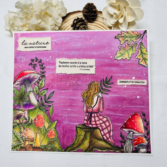 tampon clear mini champignons pour le scrapbooking, la carterie et l'artjournal
