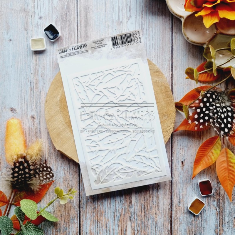 Pochoir plumes pour le scrapbooking et le mixed media