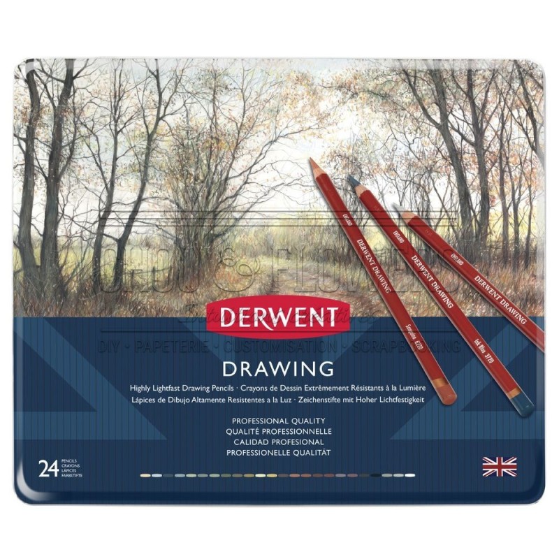 boite de 24 crayons drawing de derwent