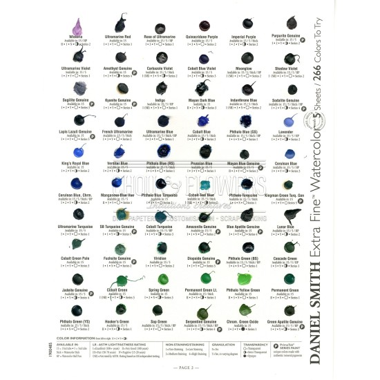 dot card 266 couleurs Aquarelle extra-fines Daniel Smith