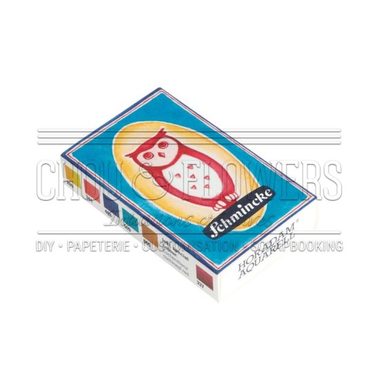 boite d'allumettes avec 6 demi-godets d'aquarelle Horadam