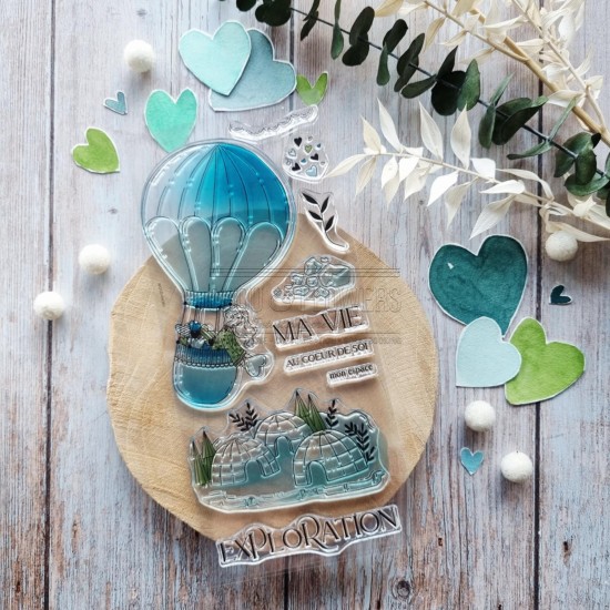 clear coeur montgolfière de la capsule coeur givré