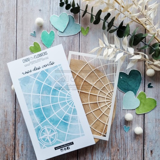 pochoir Rose des vents de la capsule coeur givré