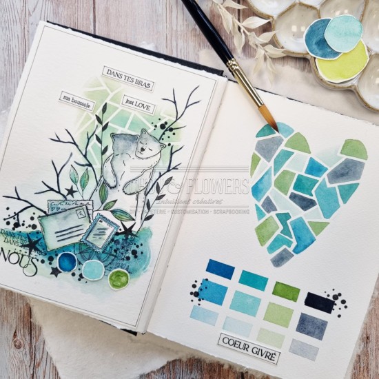 kit aquarelle Coeur givré