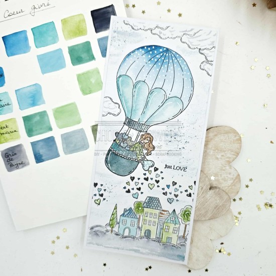 clear coeur montgolfière de la capsule coeur givré