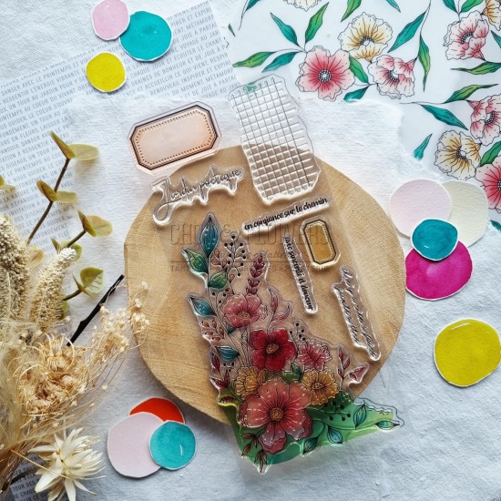 tampon clear jardin poétique de Chou & Flowers