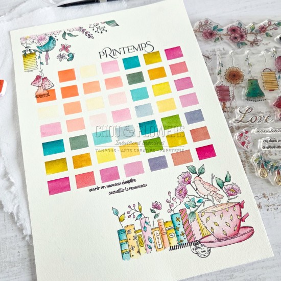 tampon clear les mots printemps de Chou & Flowers