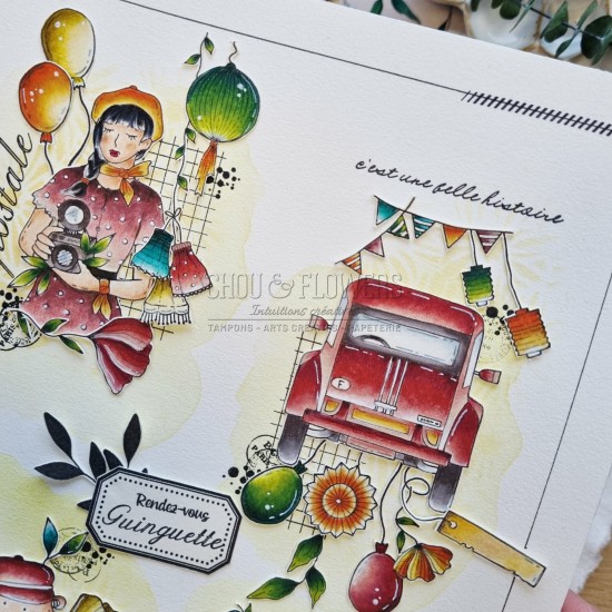 tampon clear Fille guinguette de Chou & Flowers