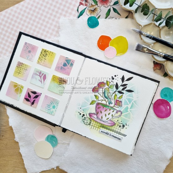 tampon clear tasse en fleur de Chou & Flowers