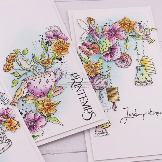 tampon clear tasse en fleur de Chou & Flowers