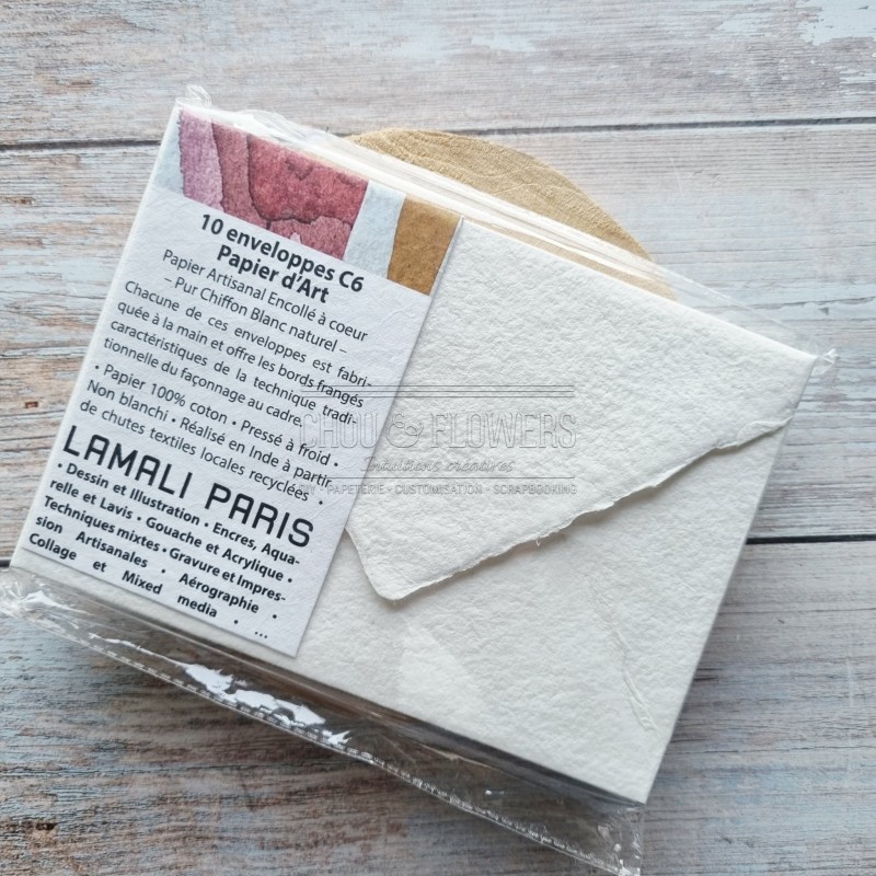 10 enveloppes 16x11.5 cm lamali pur chiffon blanc naturel
