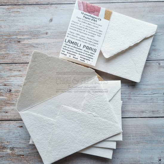 10 enveloppes 16x11.5 cm lamali pur chiffon blanc naturel