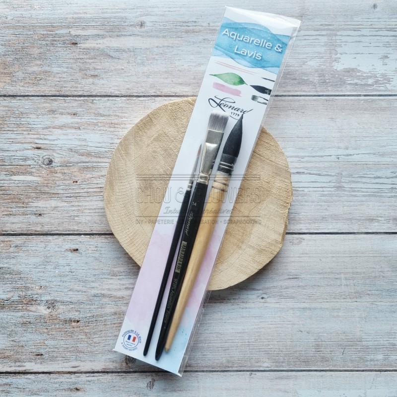 SET DE 3 PINCEAUX LEONARD AQUARELLE ET LAVIS