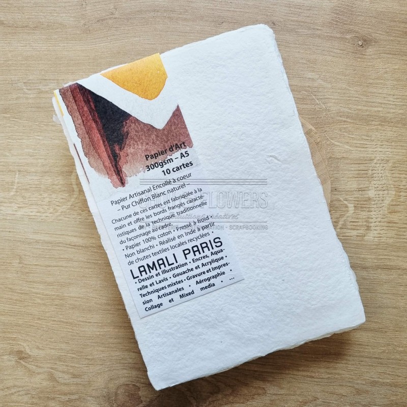10 feuilles lamali pur chiffon blanc naturel