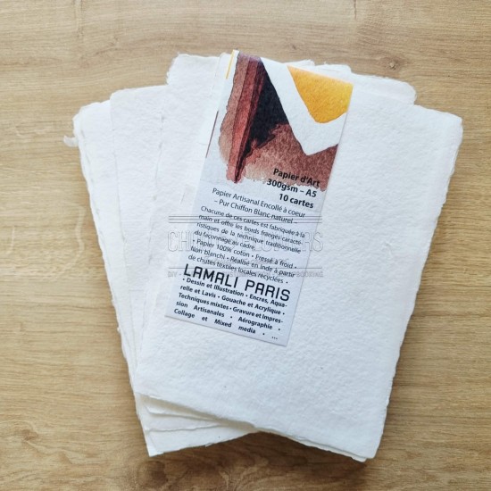 10 feuilles lamali pur chiffon blanc naturel