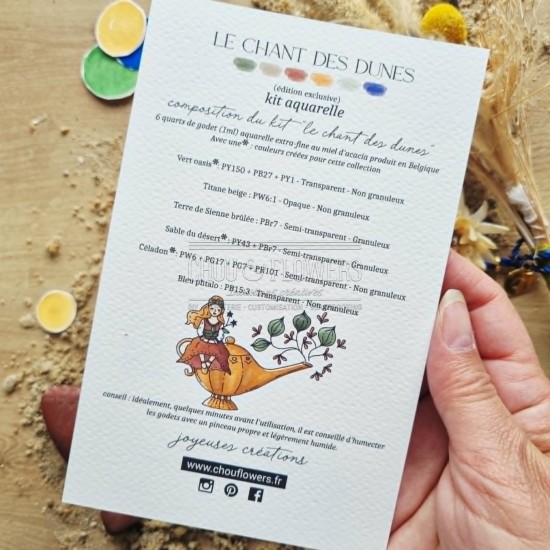 kit aquarelle en collaboration avec Isaro pour la collection Le chant des dunes