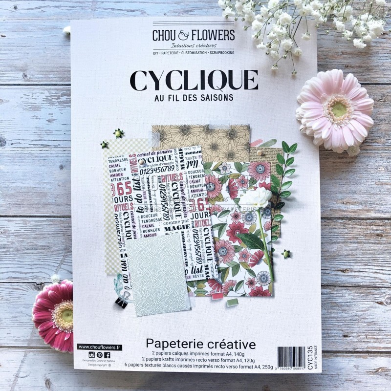 COLLECTION DE PAPETERIE CREATIVE CYCLIQUE 10 PAPIERS