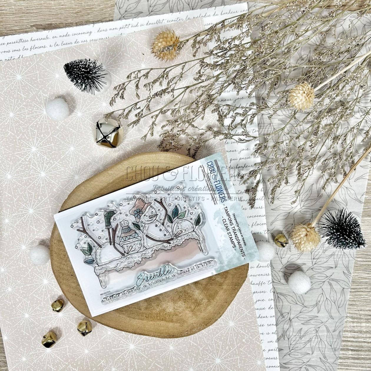 Kit Tampons & Découpes Noël - Tampon Transparent Bonhomme De Neige + 2 Matrices Métal - Pour Scrapbooking, Cartes
