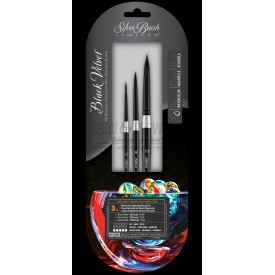 SET POUR DEBUTER A L'AQUARELLE DE 3 PINCEAUX  BLACK VELVET DE SILVER BRUSH