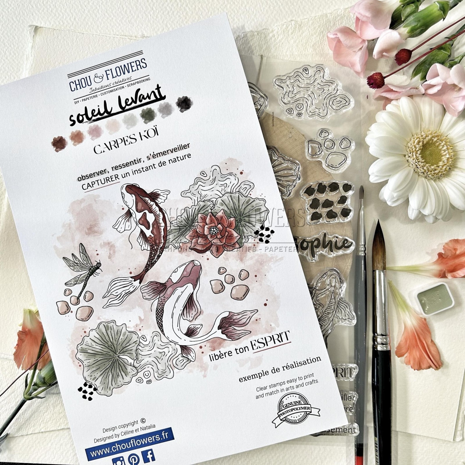 Planche De Tampons Avec Des Carpes Koi Pour Le Scrapbooking, La Carterie Et Le Loisirs Créatifs